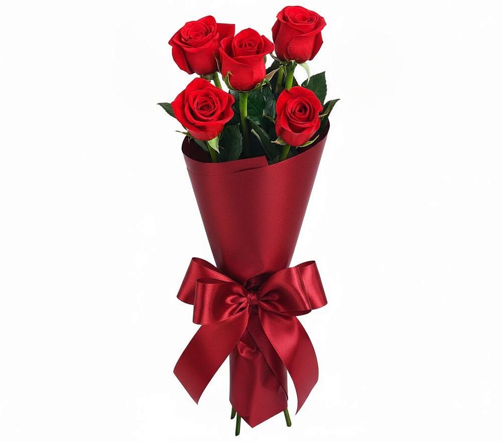 Букет 5 Красных роз Эдлесс Лав в Новый Адыгея