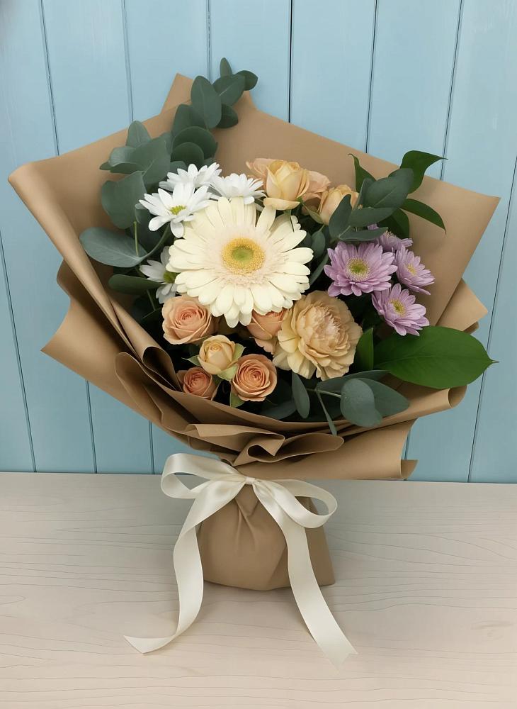 Букет цветов из: Герберы и Хризантемы в Новый Адыгея