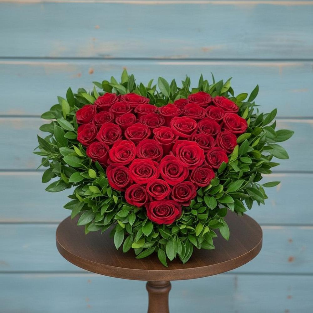 Цветочная композиция из Розы в виде сердца в Новый Адыгея